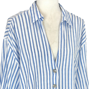 Zara white and blue striped shirt